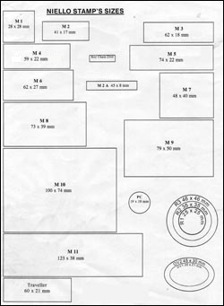 Nello stamp's sizes